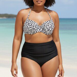 Hight Waisted Two Piece Retro Bikini Set Size XL